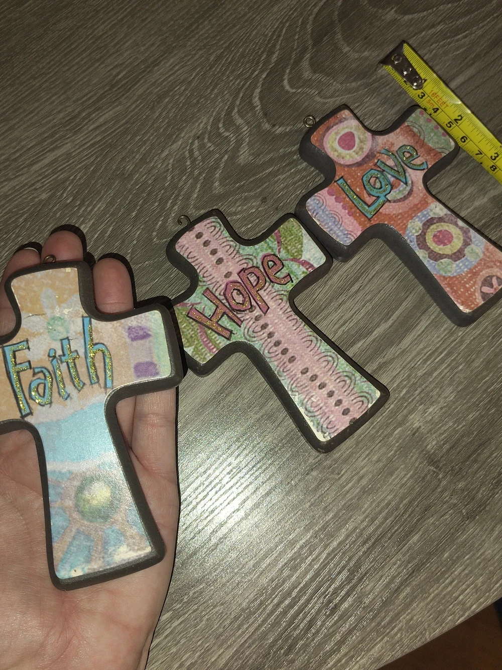 Beautiful Wood Cross Religious Ornament Decor Wall Hanger Set Of 3